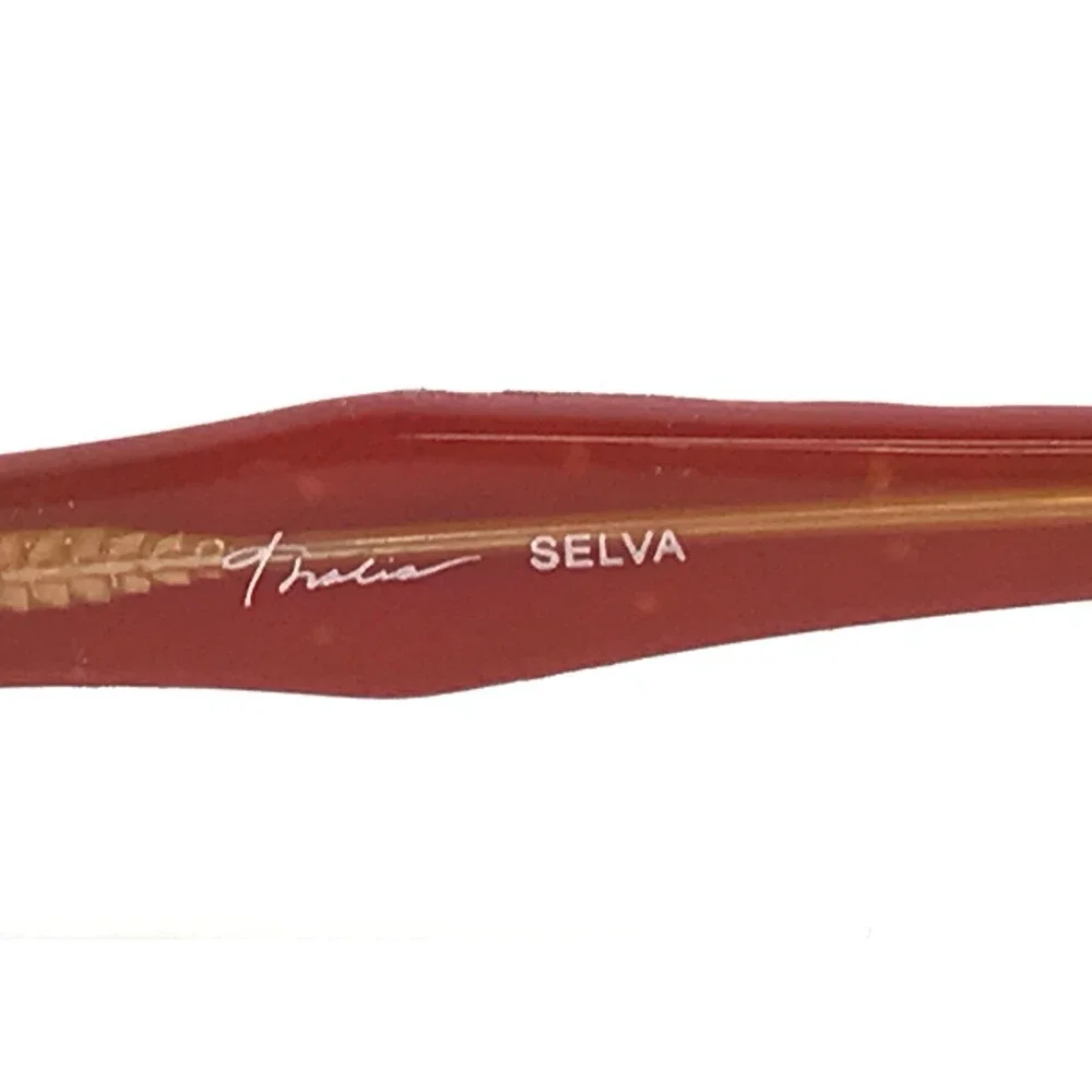 Thalia Eyeglasses Frames SELVA BK Black Red Cat Eye Studded Wire Rim 50-16-137